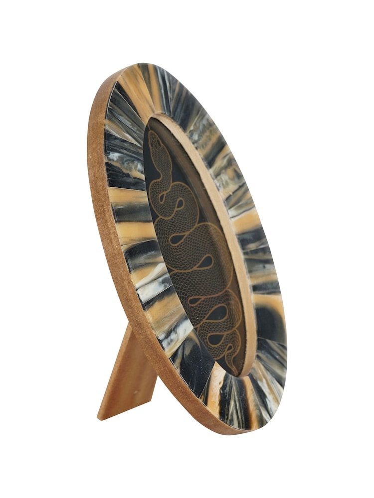 Libra Interiors Brown Tortoiseshell Style Oval Photo Frame 8x15cm - Image 2 of 6