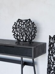 Libra Interiors Black Twig Sculpture Disc Vase - Image 1 of 4