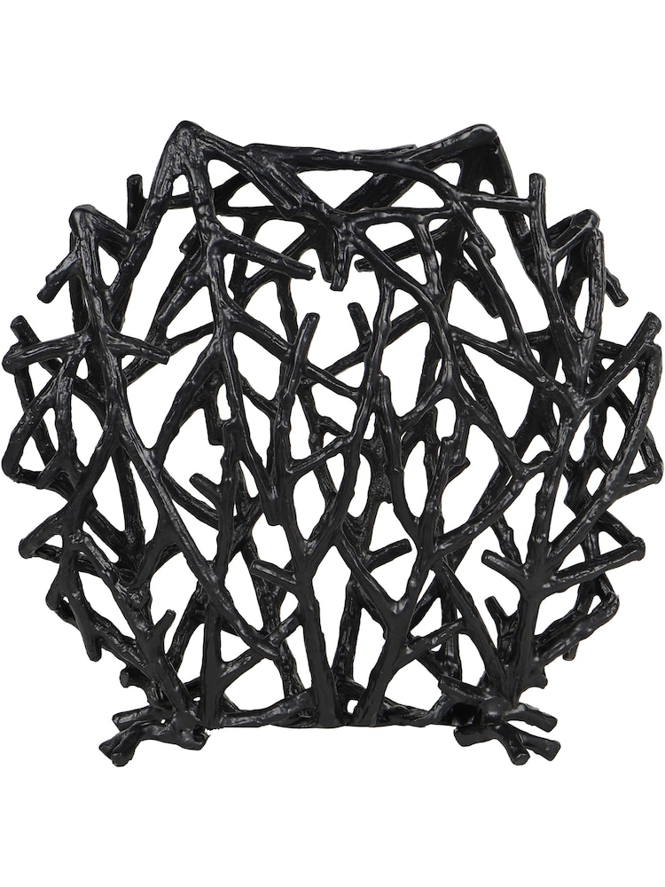 Libra Interiors Black Twig Sculpture Disc Vase - Image 2 of 4