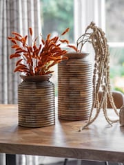 Libra Interiors Natural Leon Solid Wood Planters Set of 2 - Image 1 of 6
