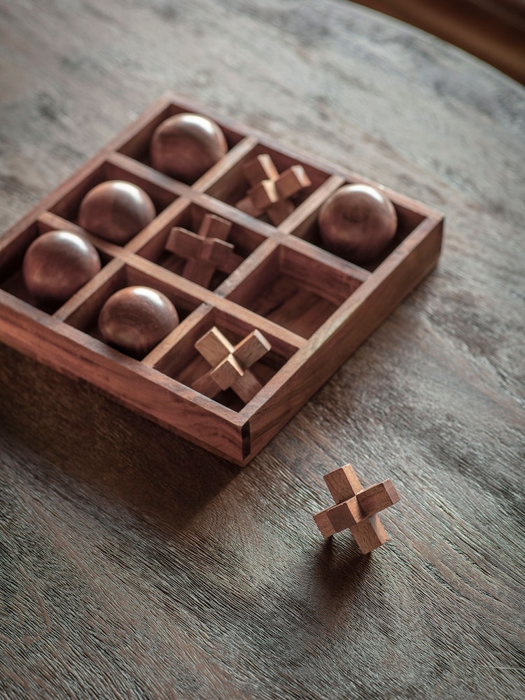 Libra Interiors Brown Solid Wooden Noughts and Crosses Game - Image 1 of 4 Libra Interiors Brown Solid Wooden Noughts and Crosses Game - Image 1 of 4