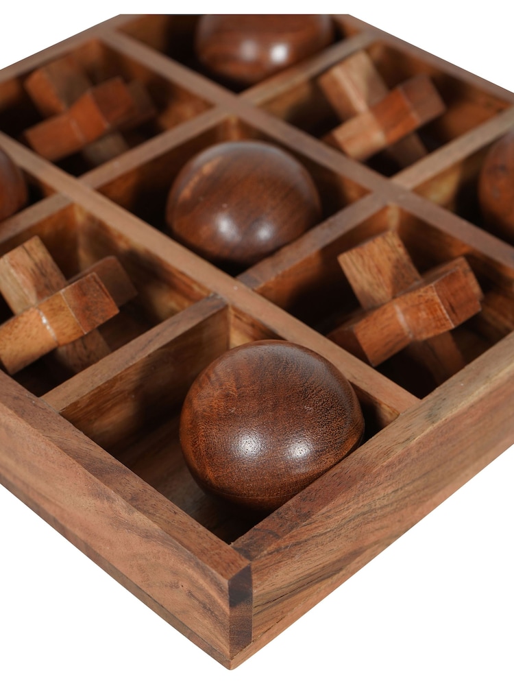 Libra Interiors Brown Solid Wooden Noughts and Crosses Game - Image 2 of 4 Libra Interiors Brown Solid Wooden Noughts and Crosses Game - Image 2 of 4