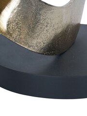 Libra Interiors Two Tone Rustic Gold Black Ribbon Knot Sculpture on Black Wooden Base - Image 6 of 6