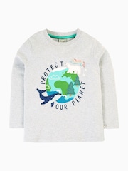 Frugi Grey Planet Applique Top - Image 1 of 4
