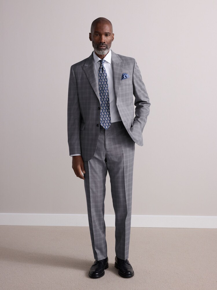 Grey Tailored Fit Zignone Check Suit Jacket - Image 2 of 4