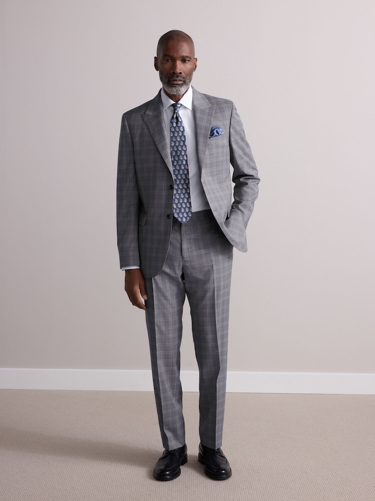 Grey Tailored Fit Signature Zignone Italian Check Suit Jacke - Image 2 of 4 Grey Tailored Fit Signature Zignone Italian Check Suit Jacke - Image 2 of 4