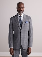 Grey Tailored Fit Zignone Check Suit Jacket - Image 4 of 4
