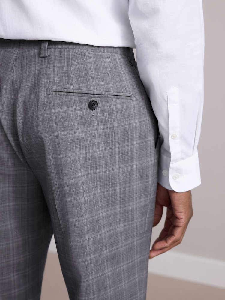 Grey Tailored Fit Zignone Check Suit Trousers - Image 6 of 6
