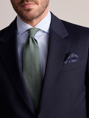 Navy Blue Slim Fit Signature Marzotto Italian Wool Fabric Suit Jacket - Image 4 of 10