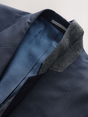 Navy Blue Slim Fit Signature Marzotto Italian Wool Fabric Suit Jacket - Image 9 of 10