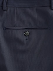 Navy Blue Slim Fit Signature Marzotto Italian Wool Fabric Suit Trousers - Image 10 of 10