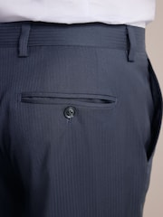 Navy Blue Slim Fit Signature Marzotto Italian Wool Fabric Suit Trousers - Image 4 of 10