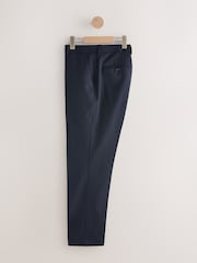 Navy Blue Slim Fit Signature Marzotto Italian Wool Fabric Suit Trousers - Image 7 of 10