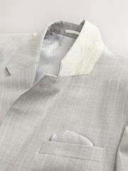 Neutral Slim Fit Signature Alfred British Wool Fabric Striped Suit Jacket - Image 10 of 11