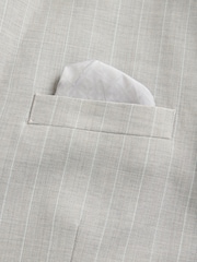 Neutral Slim Fit Signature Alfred British Wool Fabric Striped Suit Jacket - Image 11 of 11
