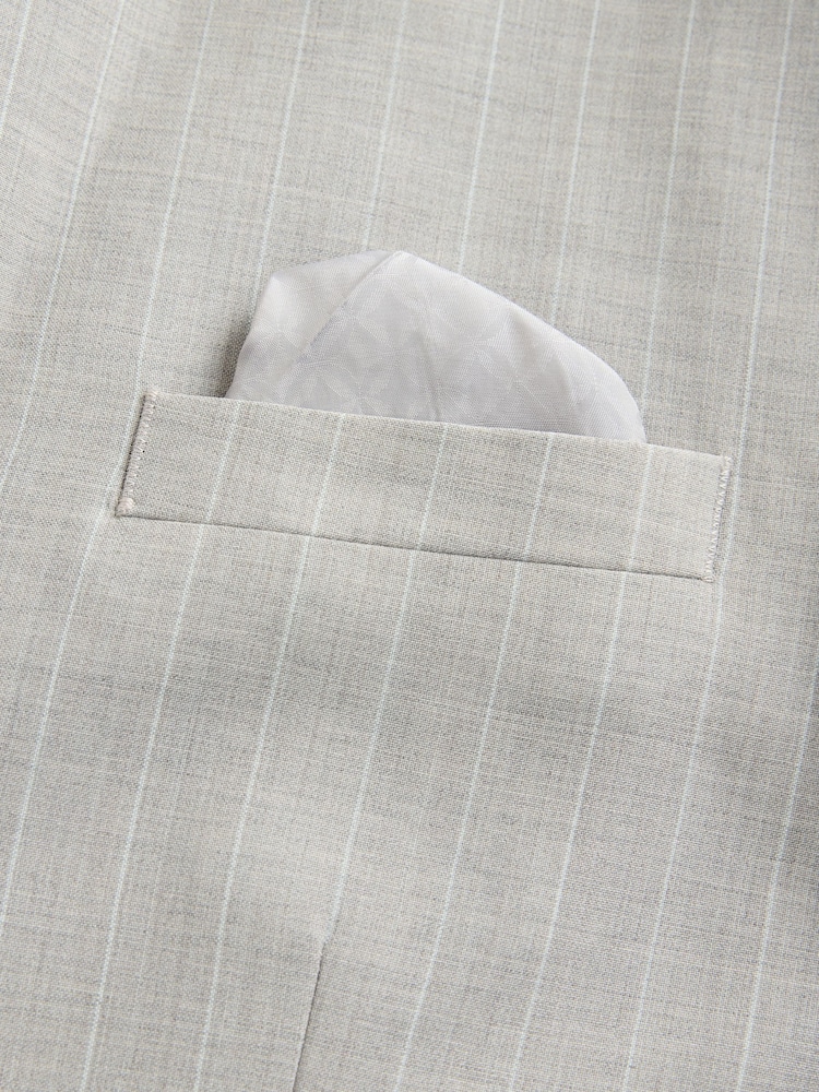 Neutral Slim Fit Signature Alfred British Wool Fabric Striped Suit Jacket - Image 11 of 11