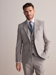 Neutral Slim Fit Signature Alfred British Wool Fabric Striped Suit Jacket - Image 2 of 11