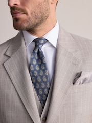 Neutral Slim Fit Signature Alfred British Wool Fabric Striped Suit Jacket - Image 4 of 11