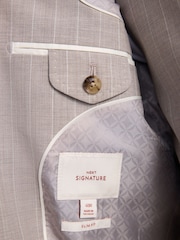 Neutral Slim Fit Signature Alfred British Wool Fabric Striped Suit Jacket - Image 5 of 11