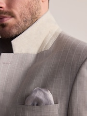 Neutral Slim Fit Signature Alfred British Wool Fabric Striped Suit Jacket - Image 6 of 11