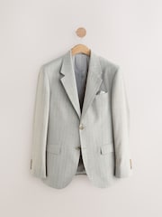 Neutral Slim Fit Signature Alfred British Wool Fabric Striped Suit Jacket - Image 7 of 11