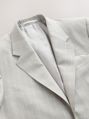 Neutral Slim Fit Signature Alfred British Wool Fabric Striped Suit Jacket - Image 9 of 11
