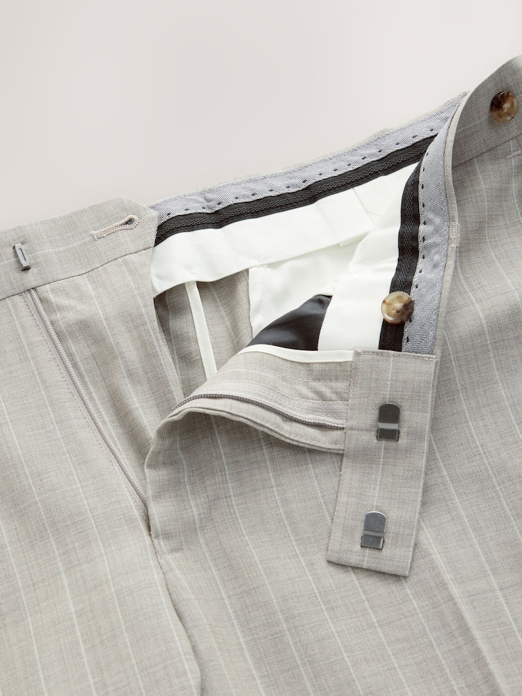 Neutral Slim Fit Signature Alfred British Wool Fabric Striped Suit Trousers - Image 11 of 11