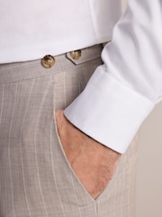 Neutral Slim Fit Signature Alfred British Wool Fabric Striped Suit Trousers - Image 5 of 11