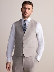 Neutral Signature Empire Mills British Wool Fabric Striped Suit Waistcoat - Image 1 of 8