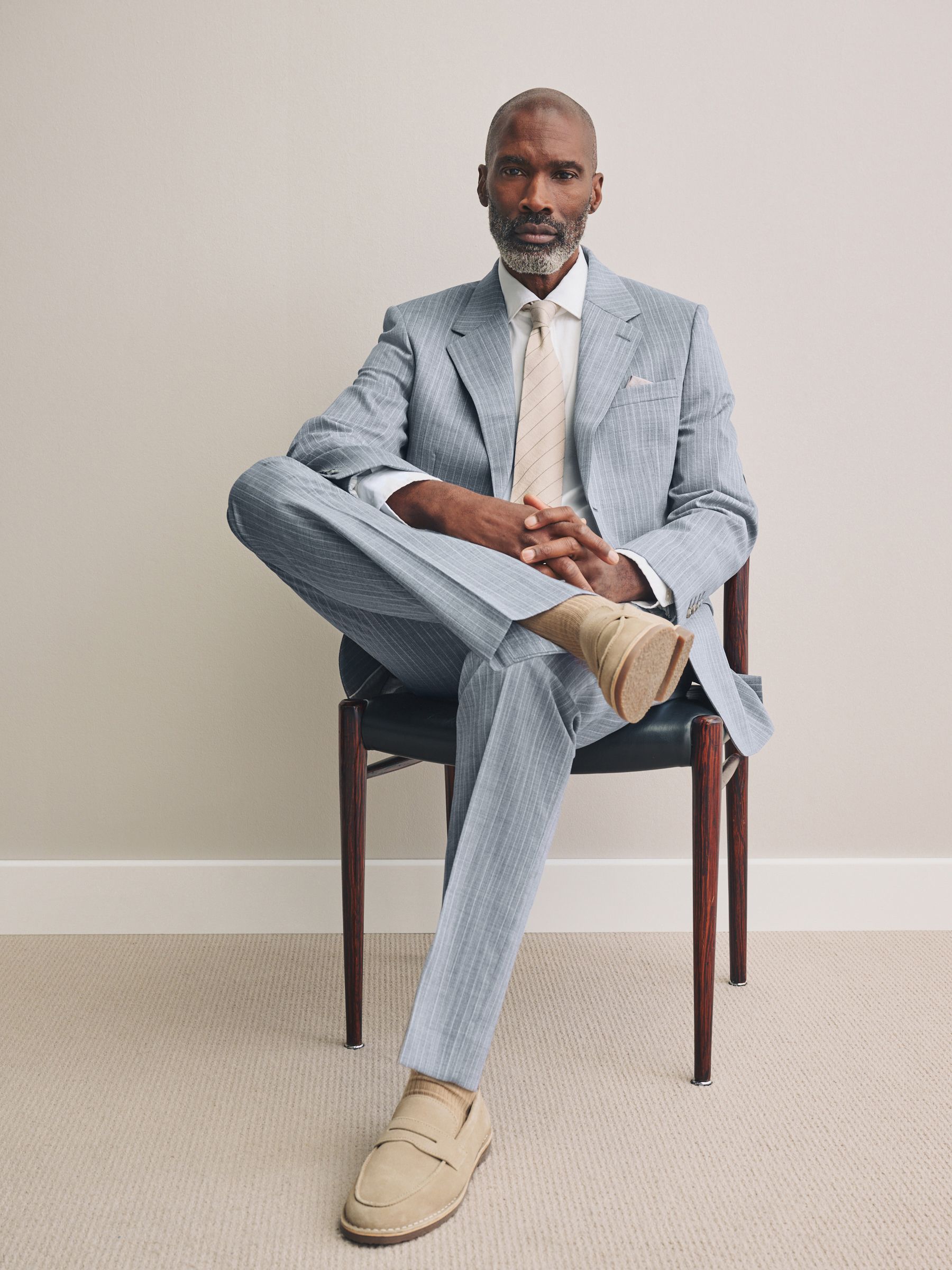 Buy Blue Tailored Fit Signature Nova Fides Italian Wool Striped