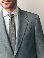 Grey Slim Fit Signature Texture Marzotto Italian Fabric 100% Wool Suit Jacket - Image 4 of 5