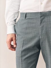 Gris - Slim Fit Signature Texture Marzotto Italian Fabric 100% Wool Suit Trousers - Imagen 4 de 5