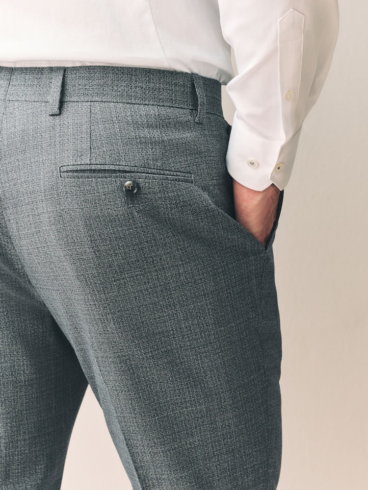 Gris - Slim Fit Signature Texture Marzotto Italian Fabric 100% Wool Suit Trousers - Imagen 5 de 5