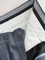 Grey Slim Fit Signature Texture Marzotto Italian Fabric 100% Wool Suit Trousers - Image 9 of 11