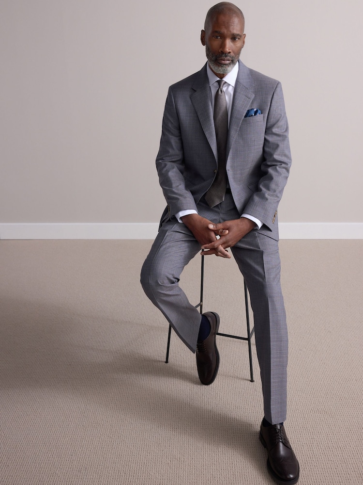 neutre - Slim Fit Signature Texture Marzotto Italian Fabric 100% Wool Suit Jacket - Image 1 of 10