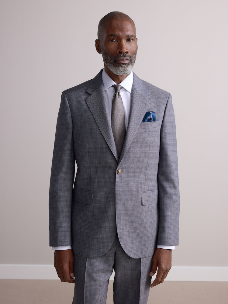 neutre - Slim Fit Signature Texture Marzotto Italian Fabric 100% Wool Suit Jacket - Image 2 of 10