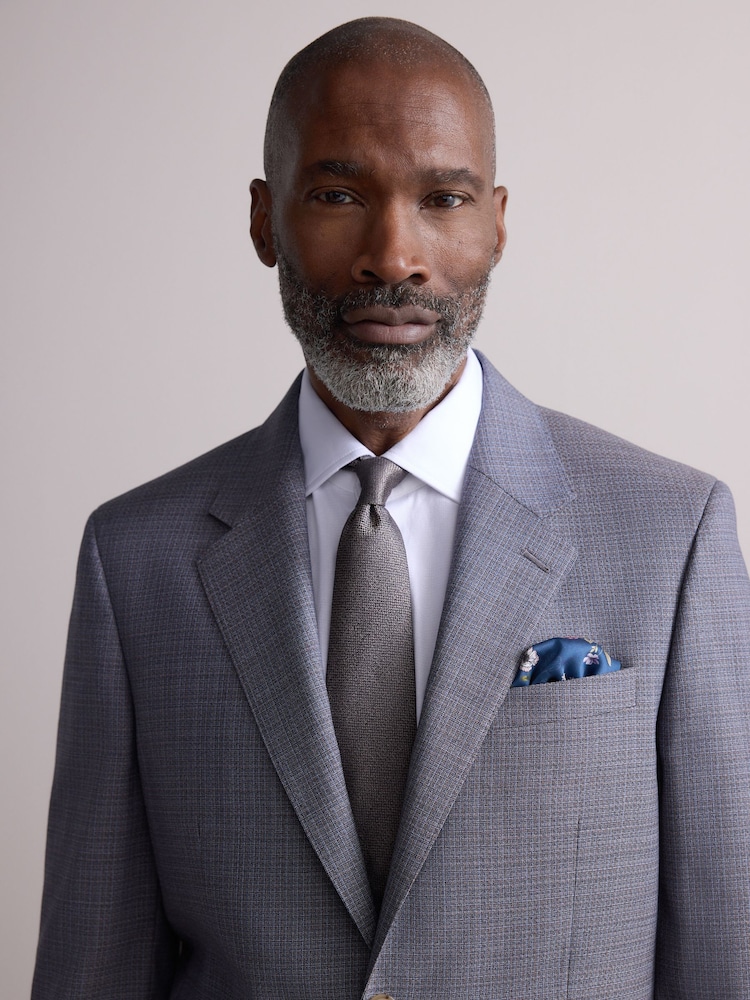 neutre - Slim Fit Signature Texture Marzotto Italian Fabric 100% Wool Suit Jacket - Image 5 of 10