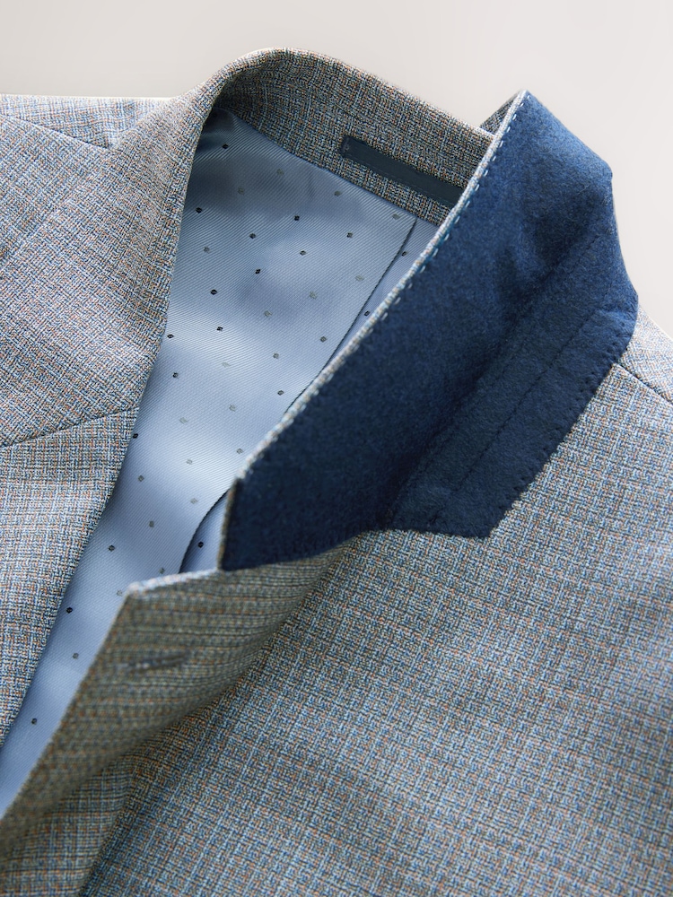 neutre - Slim Fit Signature Texture Marzotto Italian Fabric 100% Wool Suit Jacket - Image 9 of 10