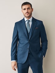 Marine - Slim Fit Signature Cerutti Italian Fabric 100% Wool Suit Jacket - Image 1 of 5