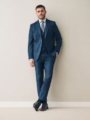 marine - Slim Fit Signature Cerutti 100% Wool Italian Fabric Suit Trousers - Image 2 de 9