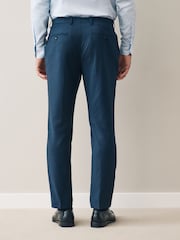 marine - Slim Fit Signature Cerutti 100% Wool Italian Fabric Suit Trousers - Image 3 de 9