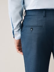 marine - Slim Fit Signature Cerutti 100% Wool Italian Fabric Suit Trousers - Image 4 de 9
