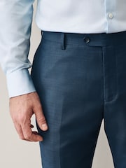 marine - Slim Fit Signature Cerutti 100% Wool Italian Fabric Suit Trousers - Image 5 de 9