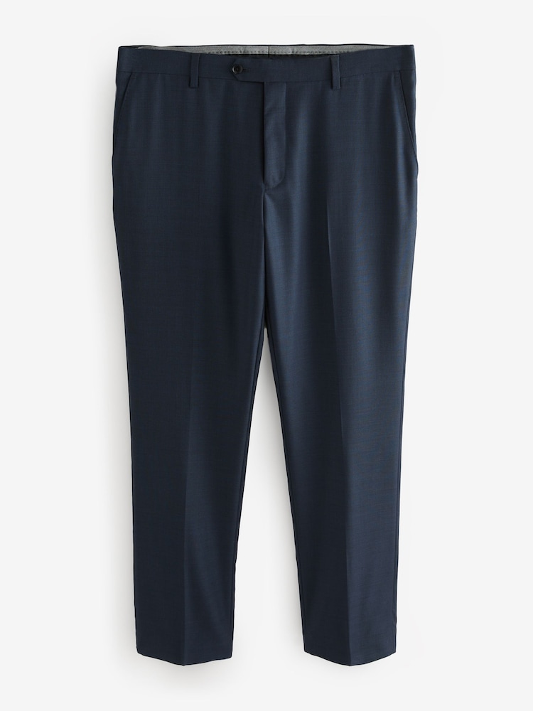 marine - Slim Fit Signature Cerutti 100% Wool Italian Fabric Suit Trousers - Image 6 of 9