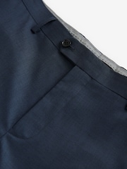 marine - Slim Fit Signature Cerutti 100% Wool Italian Fabric Suit Trousers - Image 8 de 9