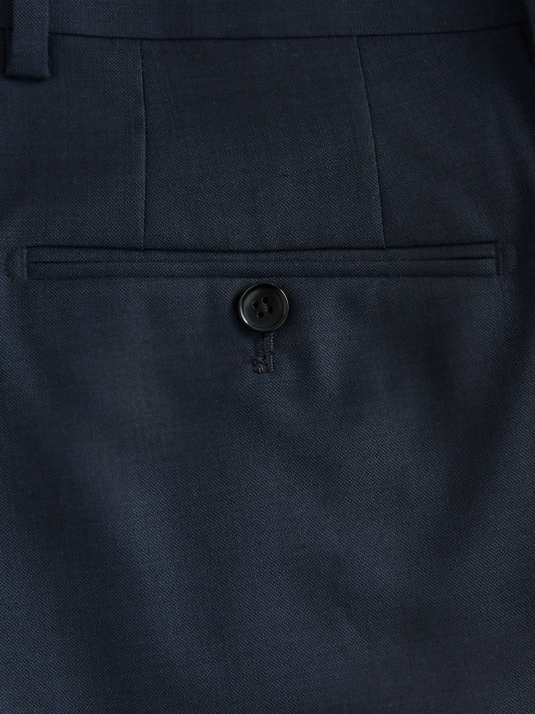 marine - Slim Fit Signature Cerutti 100% Wool Italian Fabric Suit Trousers - Image 9 of 9