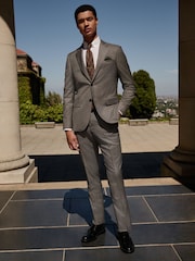 Gris - Slim Fit Signature Cerutti Italian Fabric 100% Wool Suit Jacket - Image 2 de 5