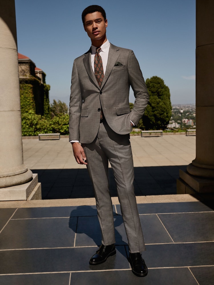 Grau - Slim Fit Signature Cerutti Italian Fabric 100% Wool Suit Jacket - Bild 2 von 5 Grau - Slim Fit Signature Cerutti Italian Fabric 100% Wool Suit Jacket - Bild 2 von 5