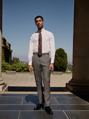 Gris - Slim Fit Signature Cerutti 100% Wool Italian Fabric Suit Trousers - Image 1 de 4