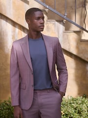 Pink Slim Fit Signature Cerutti Italian Fabric 100% Wool Suit Jacket - Image 1 of 10